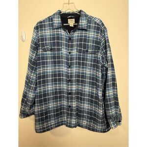 L.L Bean Traditional Fit Fleece Shacket Lined Flannel Button Down Shirt Item 298